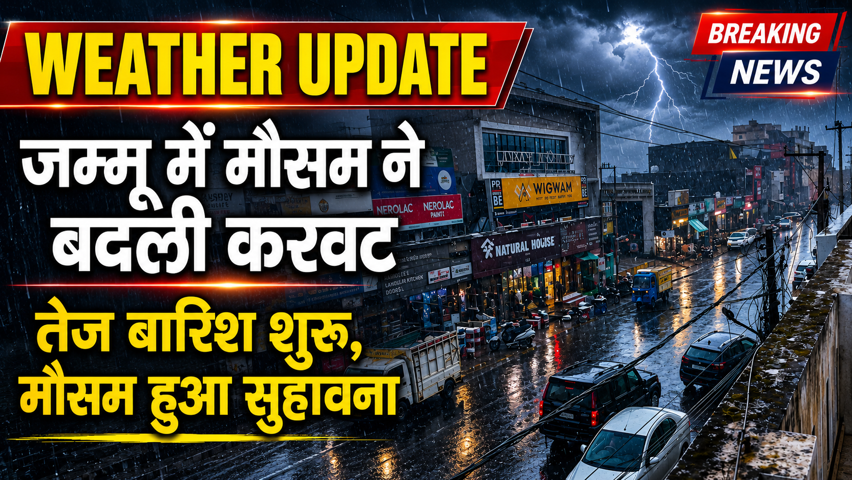 #Jammu में मौसम ने बदली करवट तेज बारिश शुरू #weatherupdate