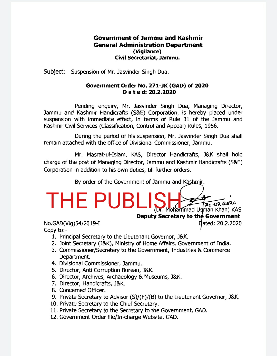  Government orders suspension of MD Handicrafts (S&E) Corporation