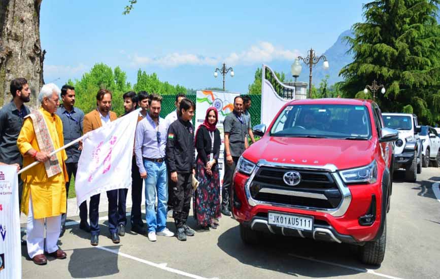 LG Manoj Sinha flags off Road Safety Awareness Tour from Raj Bhawan Srinagar