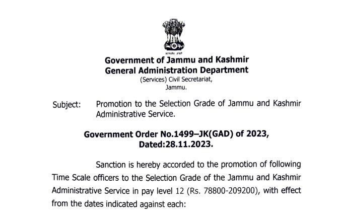 Govt orders promotions of  5 JKAS Officers