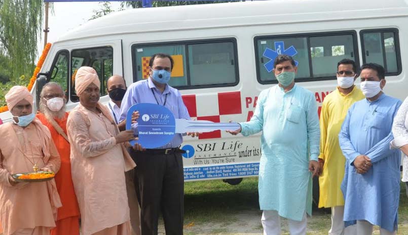BSS Jammu, SBI dedicate free ambulance, MP Jugal flags off