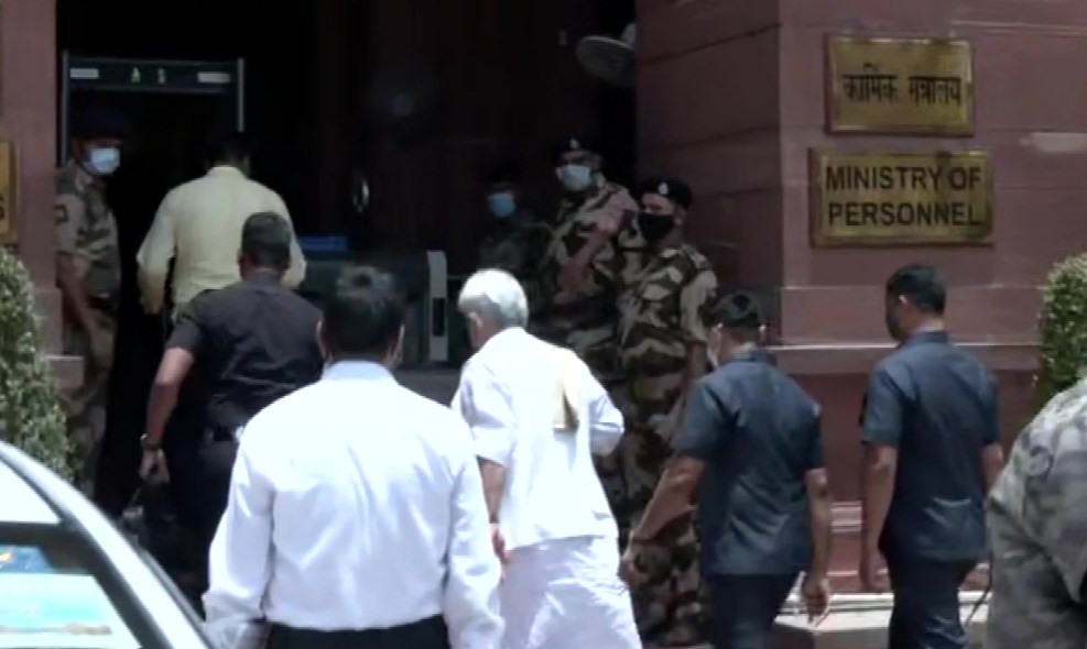 J&K LG Manoj Sinha arrives at the Ministry of Home Affairs in Delhi
