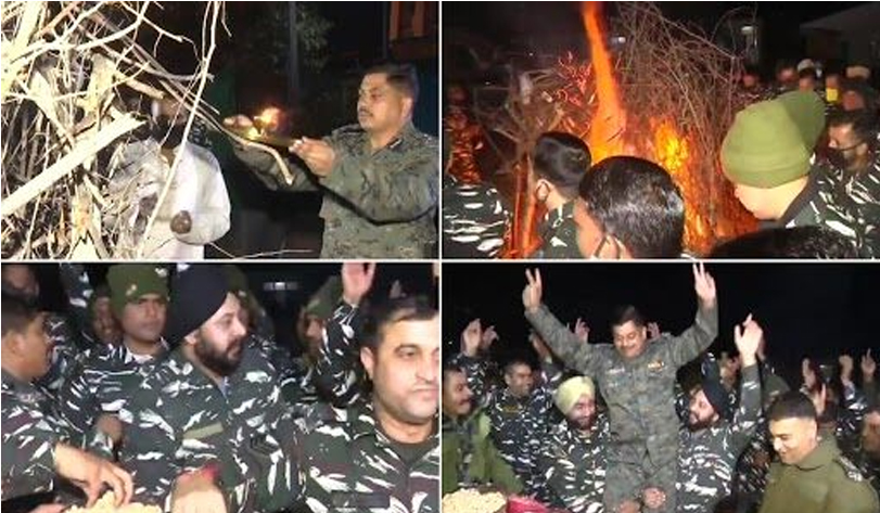 CRPF Jawans celebrate Lohri festival in full fervour in Jammu camp