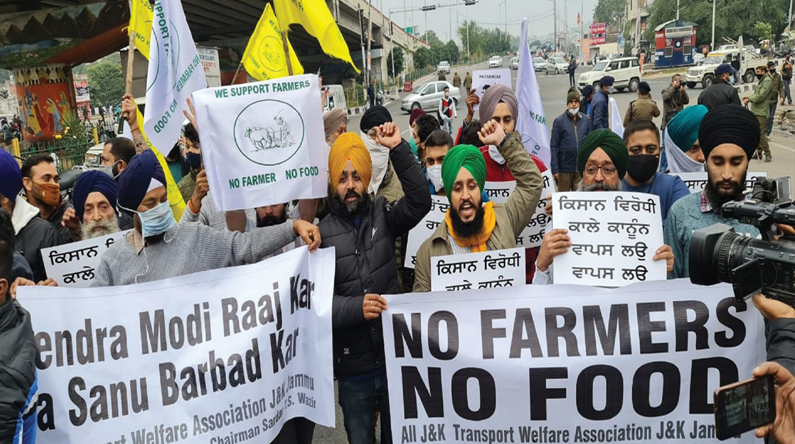 Bharat Bandh: Protests in Jammu against new Farm Bills, transport remains off road