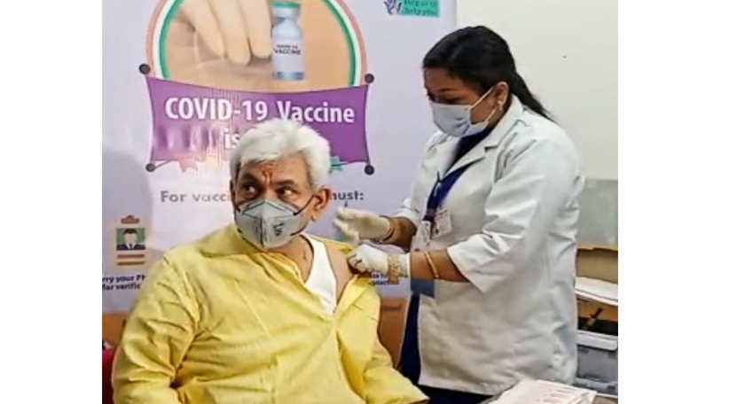J&K LG Manoj Sinha gets first COVID-19 vaccine shot