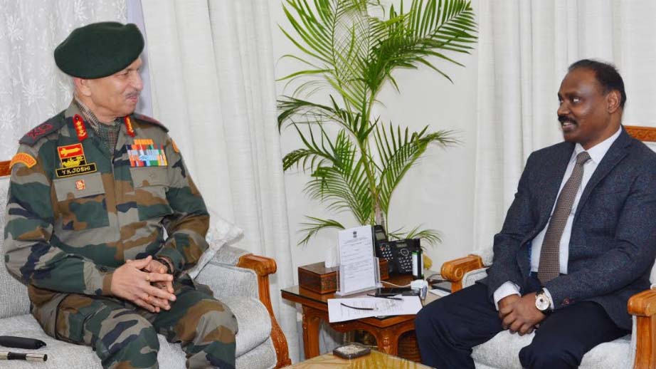 Lt Gen Y K Joshi briefs J&K LG on security situation