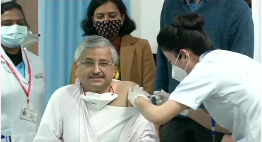 AIIMS Director Dr Randeep Guleria receives Covid-19 vaccine in Delhi
