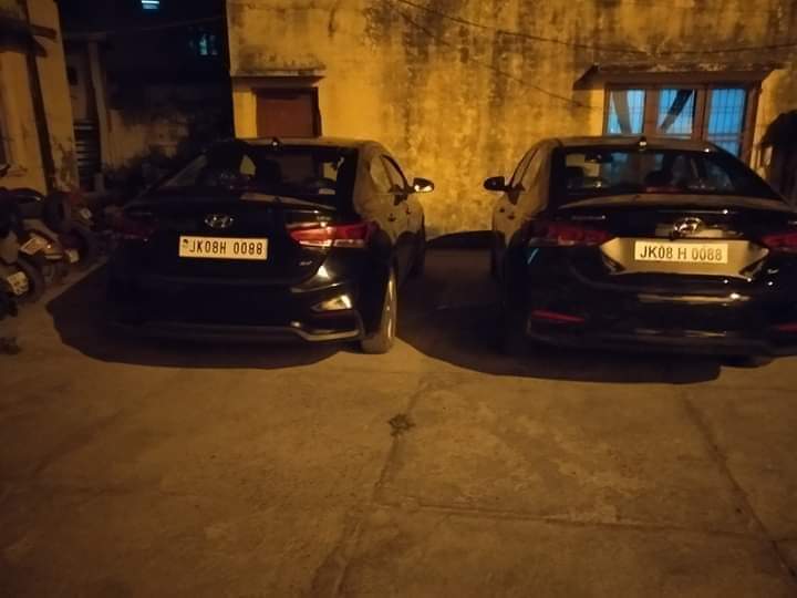 Two Verna cars bearing same registration number seized in Kathua