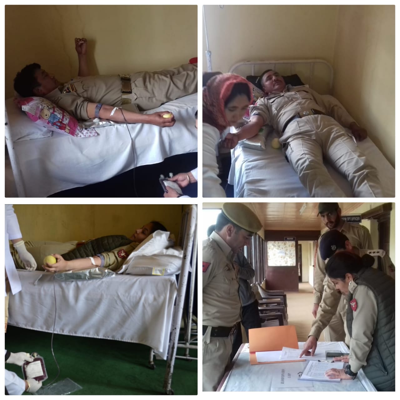 SSP Leh Sargun Shukla among other Police officers donate Blood at Donation camp