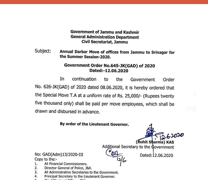 Government orders Rs. 25,000 TA for all Secretariat move employees
