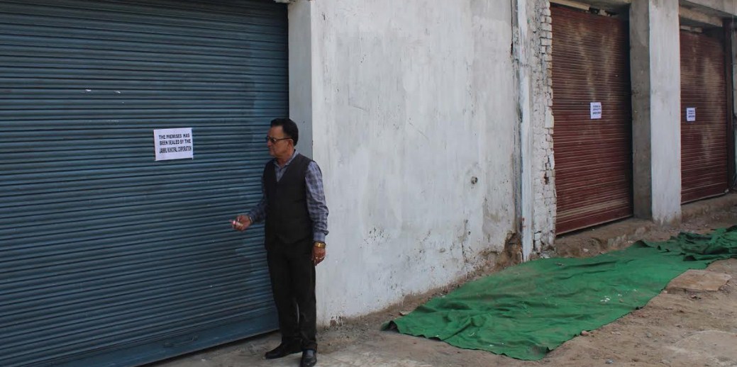 Jammu Municipal Corporation seals shops in Gandhi Nagar Area 