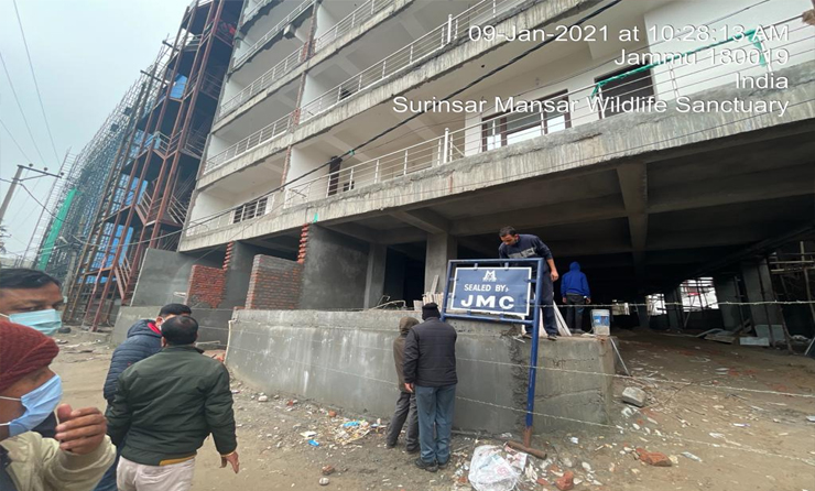 JMC sealed commercial building at Sidhra Jammu