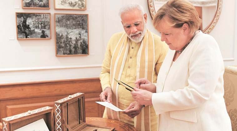 PM Narendra Modi gifts Ladakhi woollen khadi stole, Ratnam pen to Angela Merkel