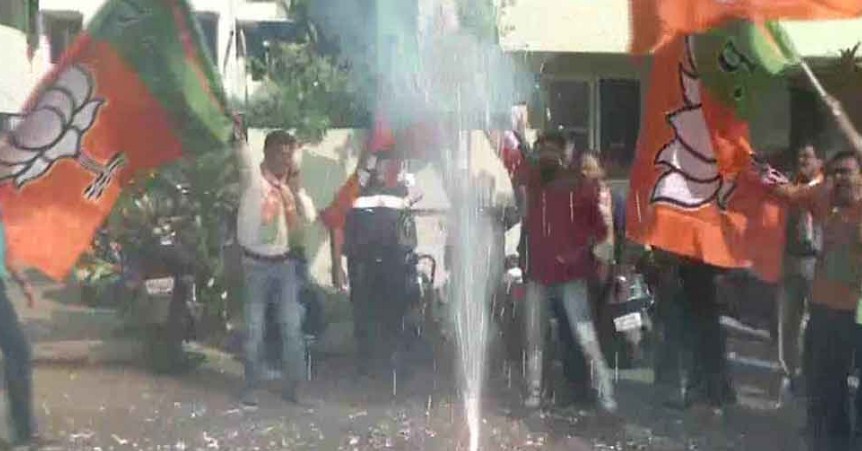 Celebrations in Maharashtra, BJP leaders congratulate Devendra Fadnavis; NCP, Shiv Sena in shock