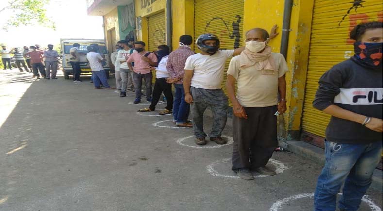 Lockdown relaxation: Wine shops open to long queues in Tehsil Majalta