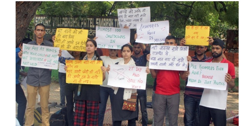 Jammu and Kashmir students protest against communication blockade in the Valley