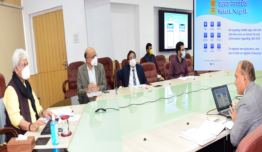 Lt Governor launches Mobile Application ‘Satark Nagrik’ and Departmental Vigilance Officers Portal of J&K Anti Corruption Bureau