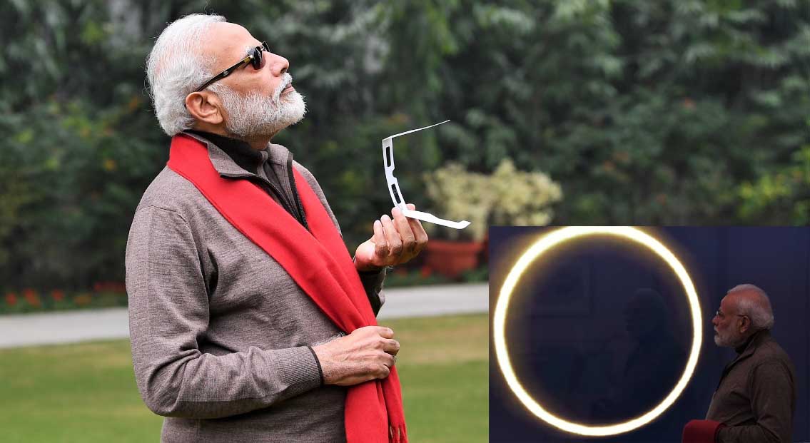 PM Modi posts photos of him watching solar eclipse, says 'like many Indians, I was enthusiastic about it'