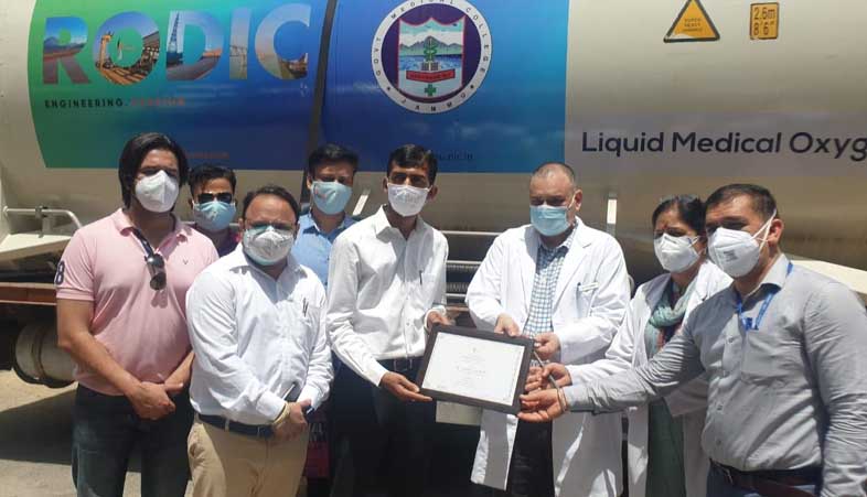 Rodic Consultants donates a 20 MT Cryogenic Container to GMC  Jammu 