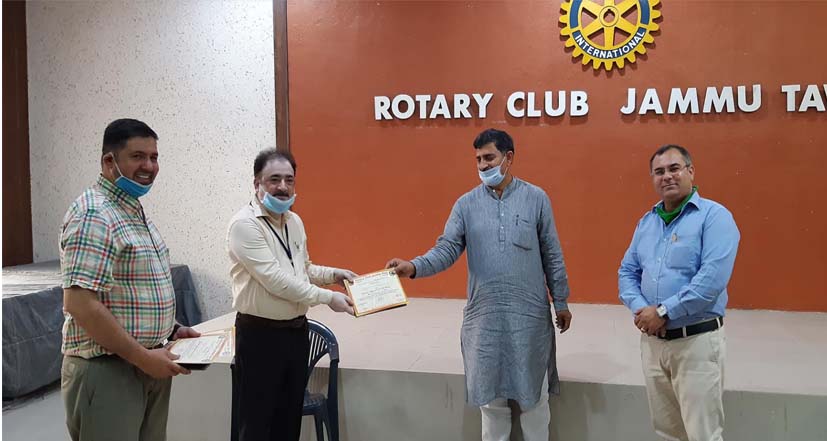 Jugal Kishore MP visited Rotary Club Jammu felicitated Corora Warriors