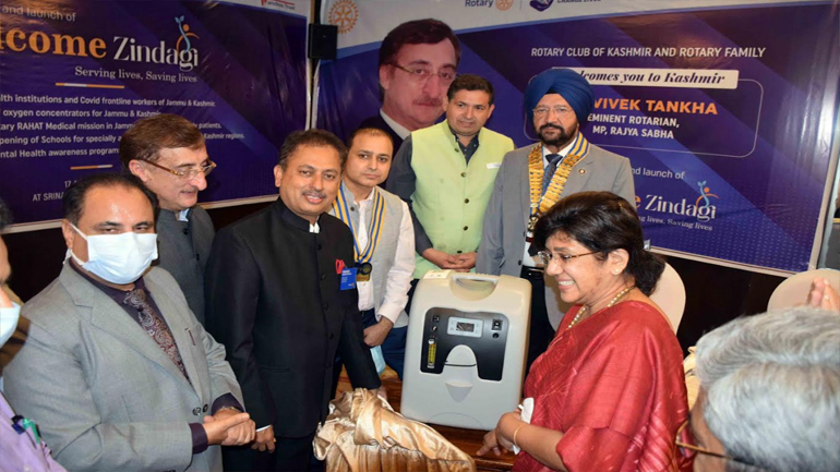 Rotary Club honors Covid Warriors, donates 250 Oxygen concentrators to Jammu, Kashmir & Ladakh