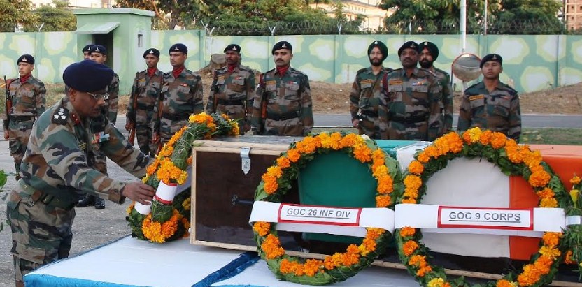TRIBUTES PAID TO MARTYR SEPOY RAHUL BHAIRU SULAGEKAR AT JAMMU