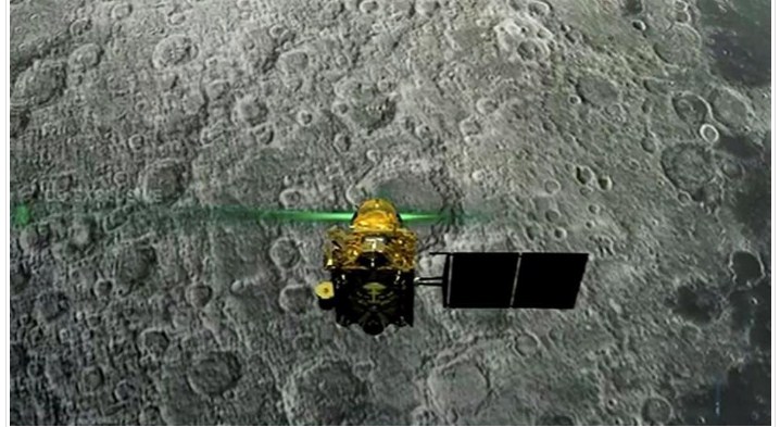 Isro’s Vikram lander lying tilted on moon, but in one piece