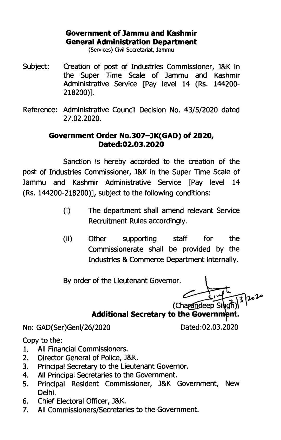 In a boost for Investors Summit in J&K, Government creates post of Industries Commissioner 