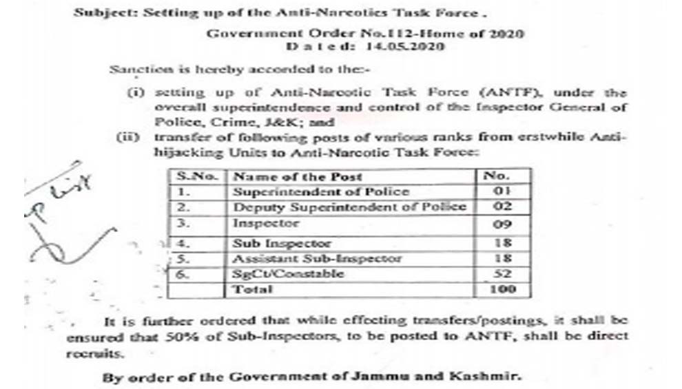 J&K will have Anti Narcotics Task Force