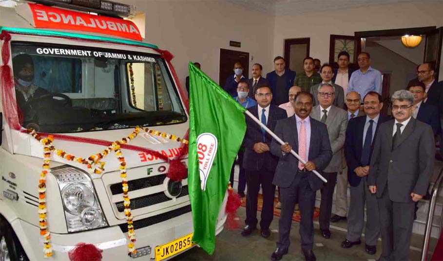 LG, GC Murmu flags off 102/108 Toll Free Ambulance Service in Jammu and Kashmir