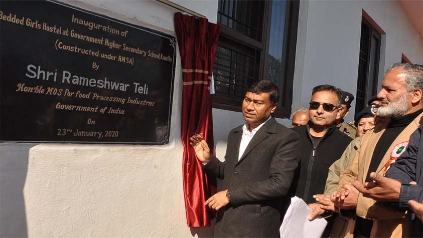 Rameswar Teli visits Ramban, inaugurates Rs 2.82 cr girls hostel