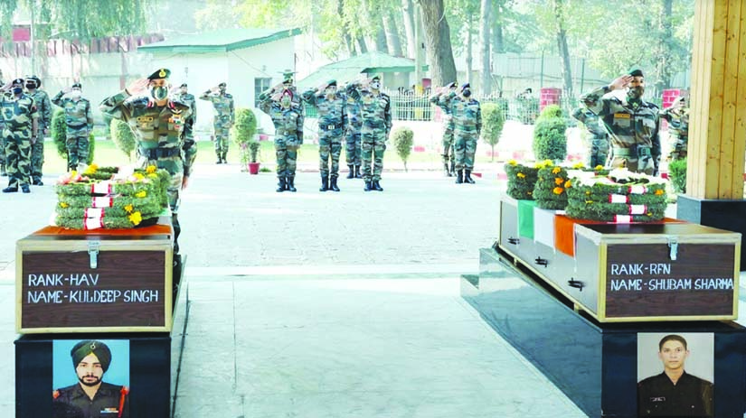 Army paid rich tributes to two soldiers martyred in Kupwara on LoC