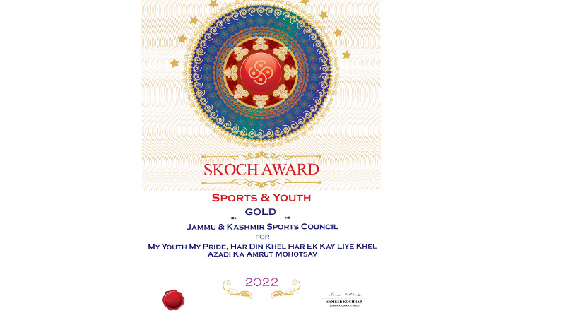 J&K Sports Council conferred with Gold in SKOCH Indian Governance Award 2022