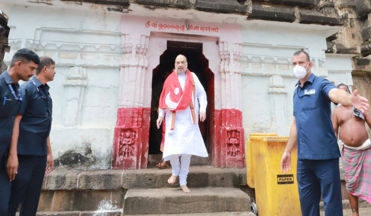 Amit Shah offers prayers at Shiva temple in Odisha, visits Netaji Museum