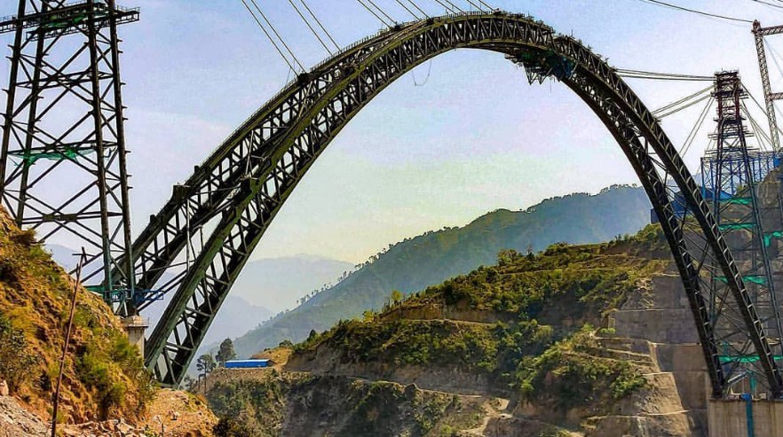 Arch Bottom Of World’s Highest Railway Bridge On Chenab River In J&K Completed
