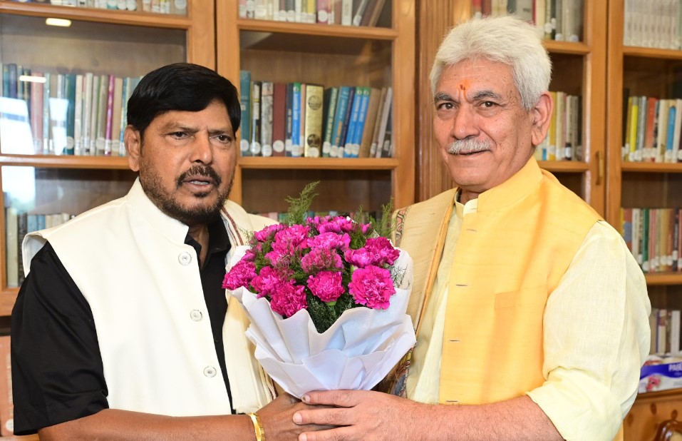 Union Minister Ramdas Athawale meets LG Manoj Sinha in Srinagar