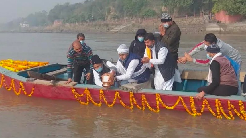 Ashes Of Ex MP Madan Lal Sharma Immersed in  Chenab at Jia Potta Ghat Akhnoor