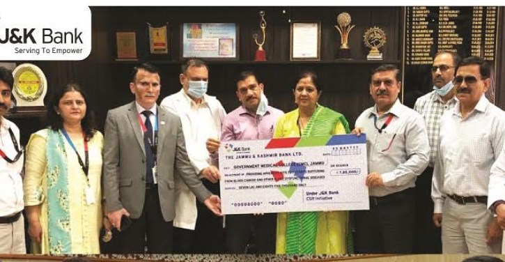 J&K Bank collaborates with SKIMS and GMC Jammu to provide critical Apheresis Kits to poor patients under CSR