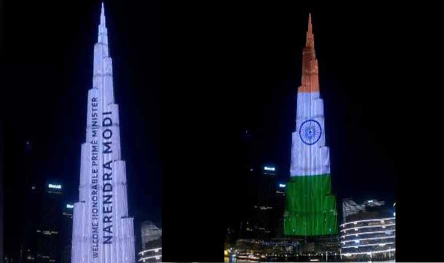 UAE: Dubai's Burj Khalifa lit up in colours of Indian flag, welcomes PM Modi with dazzling light show