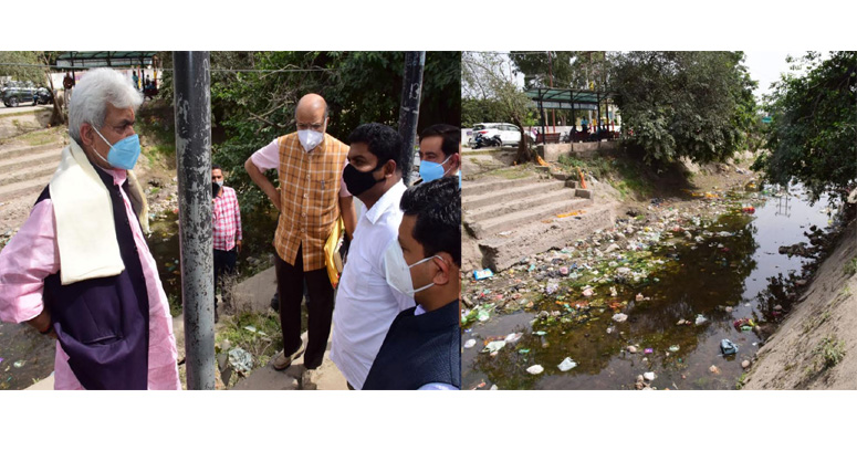 Lt Governor visits Ranbir Canal, Road widening sites on  Jammu-Akhnoor road
