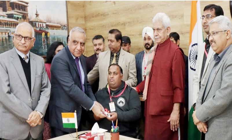 LG Manoj Sinha handed over appointment letter to renowned Para-archer Rakesh Kumar