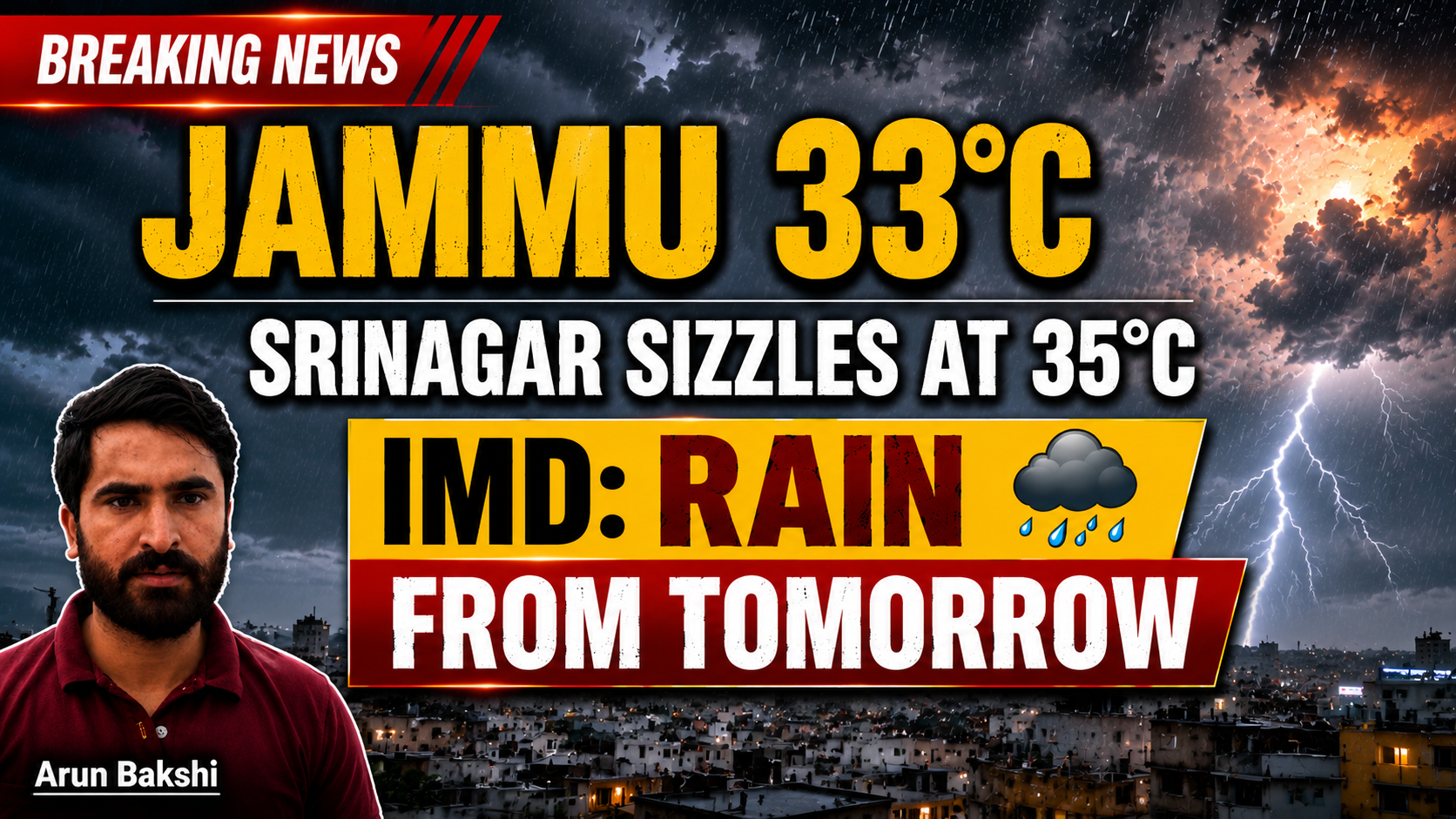 *Jammu 33°C , Srinagar Sizzles at 35°C, IMD Forecasts Rain From Tomorrow