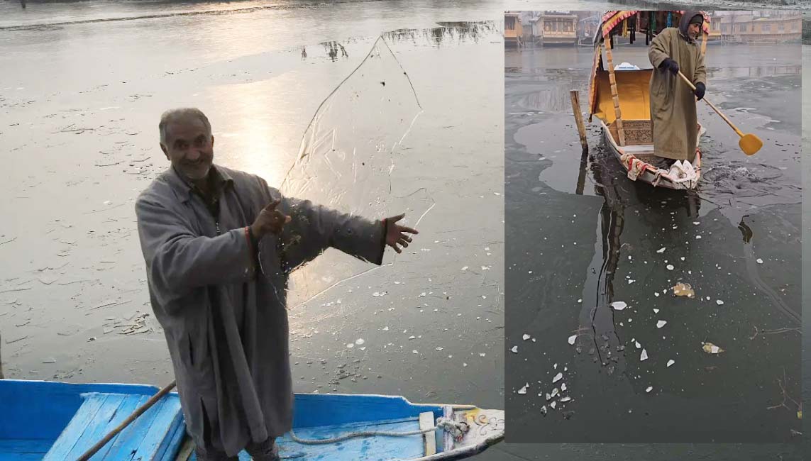 Dal Lake Freezes as Srinagar Temperature Drops to Minus 7