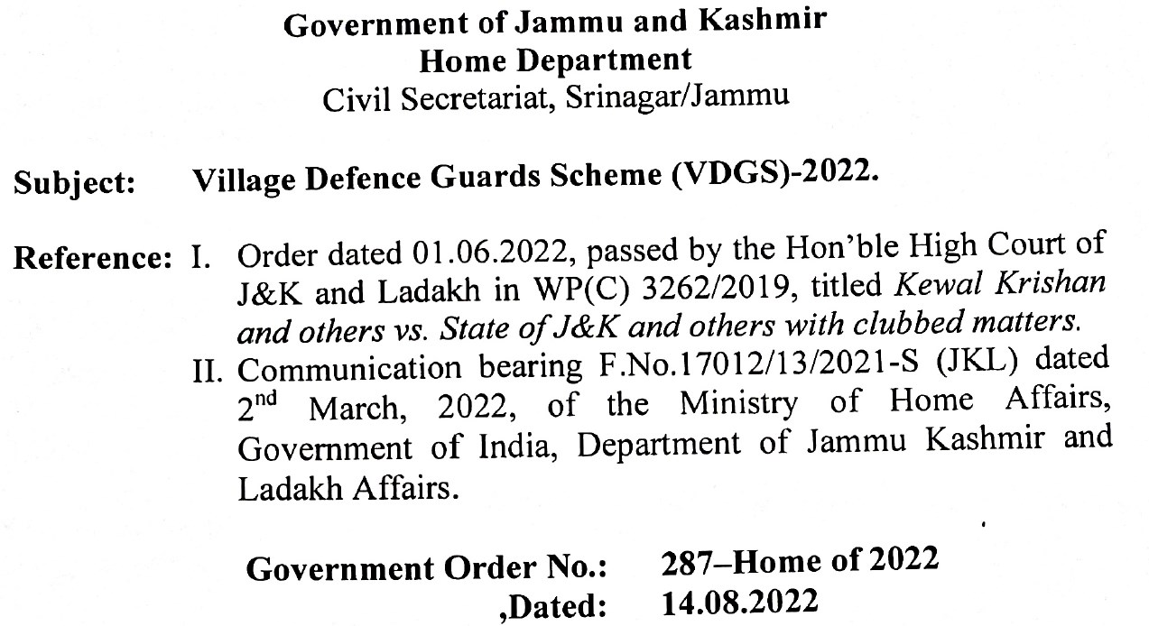 J&K Government approved formation of Village Defence Groups; Sunil Sharma thanks L-G JK