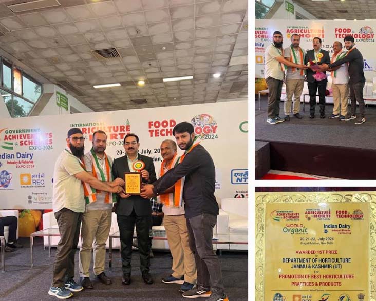 Dept. of Horticulture, J&K bags Ist position in International Agriculture & Horti Expo-2024, at New Delhi