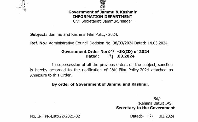 Administrative Council approves Jammu and Kashmir Film Policy-2024