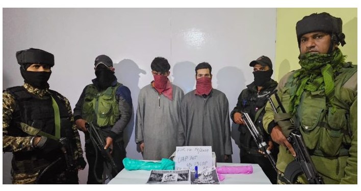 Two terrorist associates held in south Kashmir’s Shopian