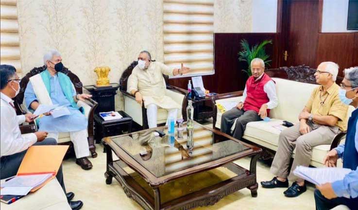 LG Manoj Sinha Meets Union Rural Development minister Shandliya Giriraj 