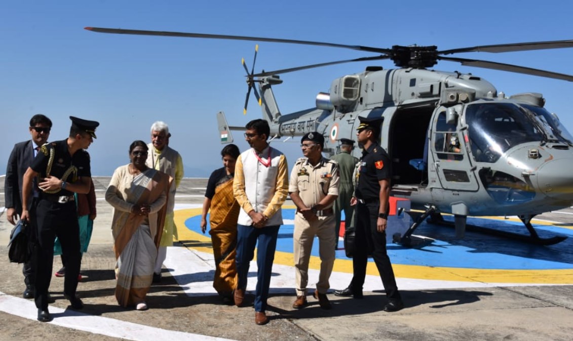 President Droupadi Murmu arrives at Vaishno Devi Bhawan in Katra