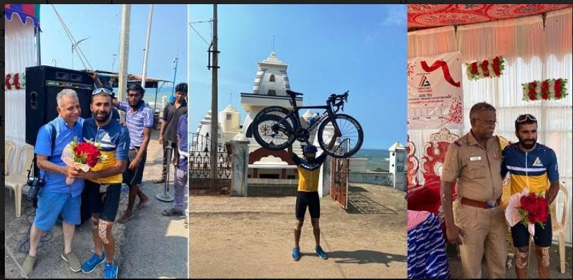 Kashmiri cyclist Adil creates History; covers 3,600 Kms Kashmir-Kanyakumari distance in 8 days recorded time